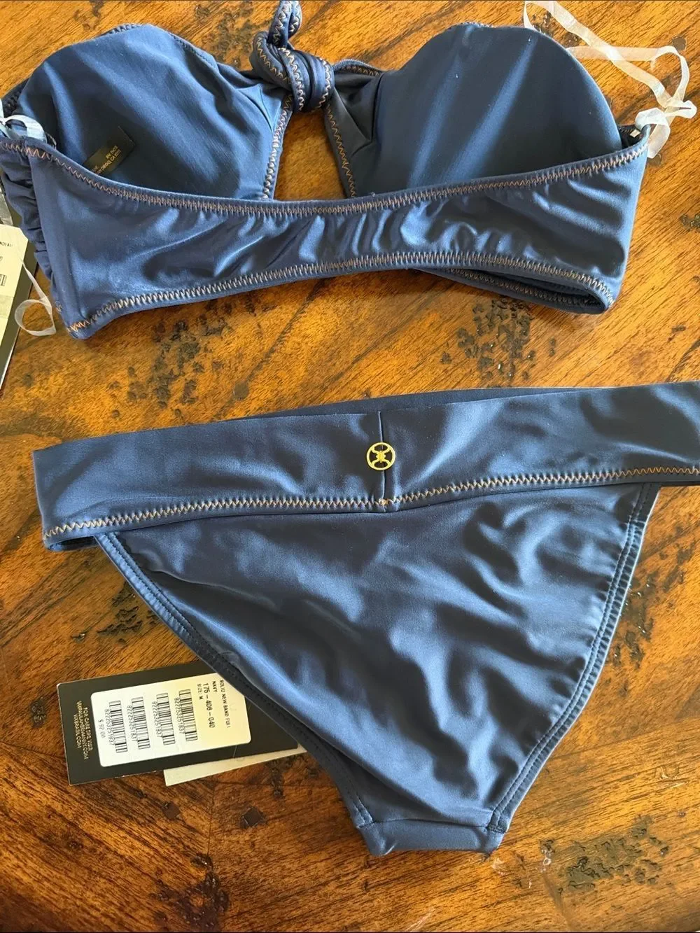 Vix Navy Strapless Tie-Front Bikini NWT $192